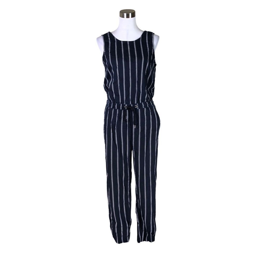 Tommy Hilfiger Navy and White Striped Jumpsuit